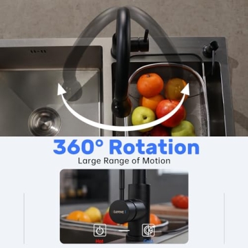 Stylish DAYONE Matte Black Kitchen Faucet with Soap Dispenser