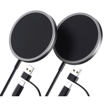 JSAUX Magnetic Wireless Charger 2-Pack - Fast Charging for iPhone 12-16, AirPods