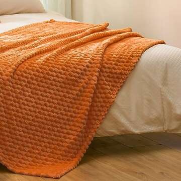 Vessia 3D Jacquard Burnt Orange Throw Blanket