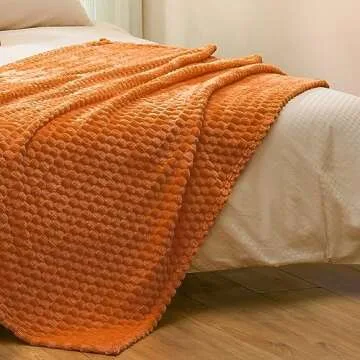 Vessia 3D Jacquard Burnt Orange Throw Blanket