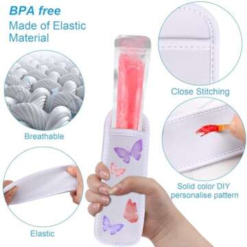 JANYUN 24 Pack Popsicle Bags - Fun & Reusable Ice Sleeves