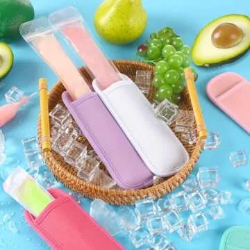 JANYUN 24 Pack Popsicle Bags - Fun & Reusable Ice Sleeves