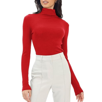 Trendy Queen Womens Mock Turtleneck Long Sleeve Shirts