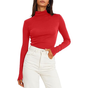 Trendy Queen Womens Mock Turtleneck Long Sleeve Shirts