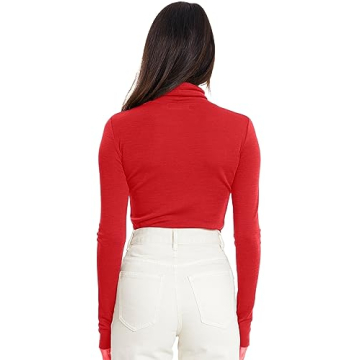 Trendy Queen Womens Mock Turtleneck Long Sleeve Shirts