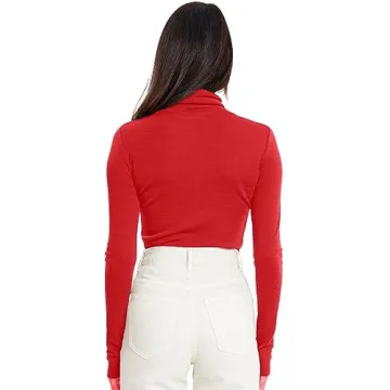 Trendy Queen Womens Mock Turtleneck Long Sleeve Shirts