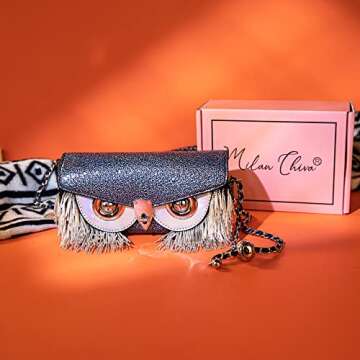 Designer Purse Owl Glitter Purse Beaded Fringe Crossbody Bags for Women Chain Shoulder Bag MC-1028NY