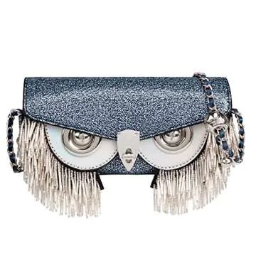 Designer Purse Owl Glitter Purse Beaded Fringe Crossbody Bags for Women Chain Shoulder Bag MC-1028NY