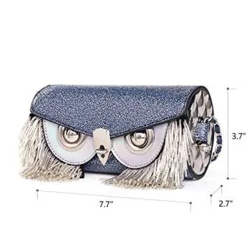 Designer Purse Owl Glitter Purse Beaded Fringe Crossbody Bags for Women Chain Shoulder Bag MC-1028NY