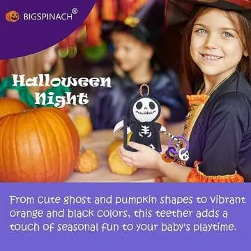 Pumpkin Teether Toy Baby Halloween Teething Ring Nightmare Before Christmas Grim Reaper Plush Stuffed Teething Toy Gothic