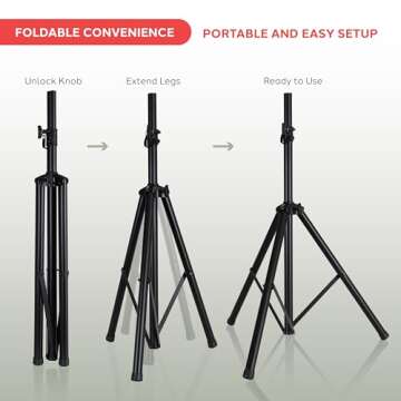 Pyle Universal Speaker Stand Mount Holder Heavy Duty Tripod w/ Adjustable Height from 40” to 71”...