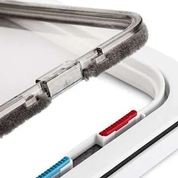 Depets Large Cat Door (Outer Size 9.9" x 9.2"), 4 Way Locking Cat Flap Door for Interior Exterior Doors, Weatherproof Pet Door for Circumference < 23"