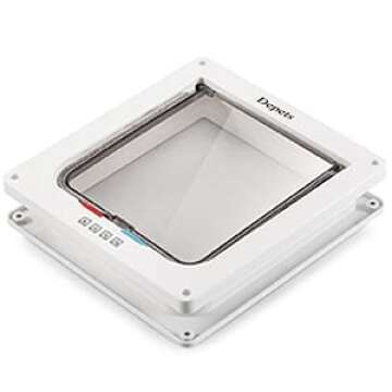 Depets Large Cat Door (Outer Size 9.9" x 9.2"), 4 Way Locking Cat Flap Door for Interior Exterior Doors, Weatherproof Pet Door for Circumference < 23"