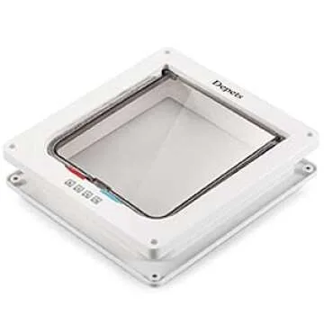 Depets Large Cat Door (Outer Size 9.9" x 9.2"), 4 Way Locking Cat Flap Door for Interior Exterior Doors, Weatherproof Pet Door for Circumference < 23"