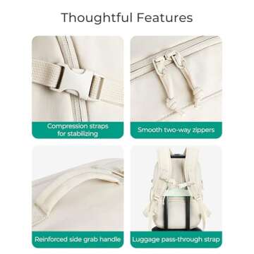 BAGSMART Travel Backpack for Women, 30L Travel Backpack Carry On Flight Approved, TSA Approved Personal Item Travel Bag, Water Resistant Weekender Bag Luggage Daypack, Beige