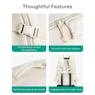 BAGSMART Travel Backpack for Women, 30L Travel Backpack Carry On Flight Approved, TSA Approved Personal Item Travel Bag, Water Resistant Weekender Bag Luggage Daypack, Beige