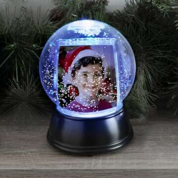 Neil Enterprises Inc. Large LED Light Up Photo Snow Globe with Black Base