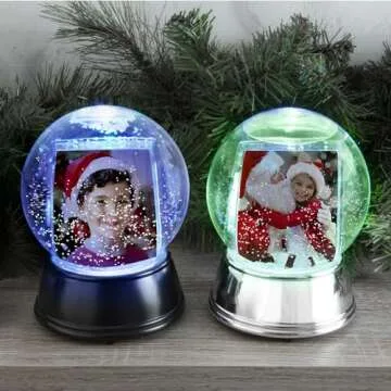 Neil Enterprises Inc. Large LED Light Up Photo Snow Globe with Black Base