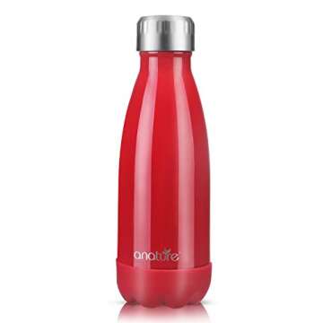 anature Stainless Steel Water Bottle,Double Wall Vacuum Insulation with Protective Silicon Pad;Perfect for Lunchbox,Backpack,Handbag;Small Size,9oz,Peach Red
