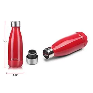 anature Stainless Steel Water Bottle,Double Wall Vacuum Insulation with Protective Silicon Pad;Perfect for Lunchbox,Backpack,Handbag;Small Size,9oz,Peach Red