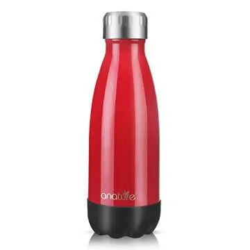 anature Stainless Steel Water Bottle,Double Wall Vacuum Insulation with Protective Silicon Pad;Perfect for Lunchbox,Backpack,Handbag;Small Size,9oz,Peach Red