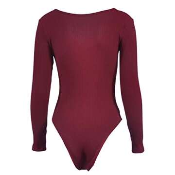 geluboao Women's TieFront Bandage One Piece Tight Bodysuit Jumpsuit Wine S