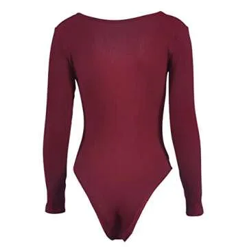 geluboao Women's TieFront Bandage One Piece Tight Bodysuit Jumpsuit Wine S