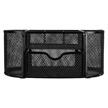 Amazon Basics Mesh Desk Office Organizer, Black, 9.25" x 4.53" x 3.94"