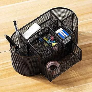 Durable Amazon Basics Mesh Desk Organizer for All Needs