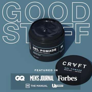 CRVFT Gel Pomade 4oz | High Shine/Medium Hold | Water Based/Water Soluble | Ideal For Short/Medium T...