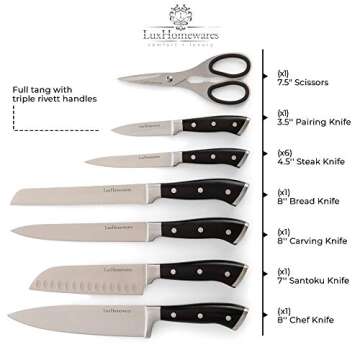Kitchen Knife Set with Block, 14 pc, Stainless Steel - Complete Culinary Sets - Gourmet Chef, Pairin...