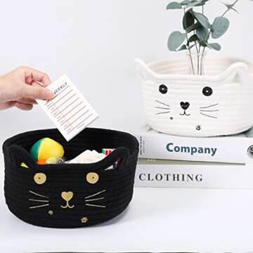 Zopeal Cute Cat Storage Basket for Toys and Decor
