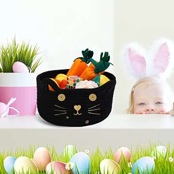 Zopeal Cute Cat Storage Basket for Toys and Decor