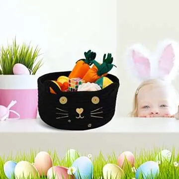 Zopeal Cute Cat Storage Basket for Toys and Decor