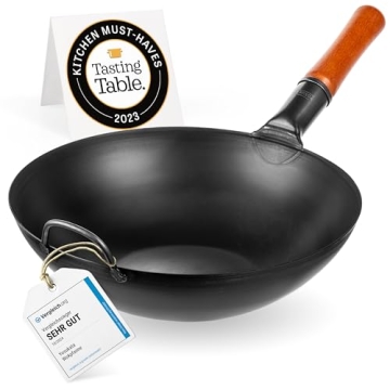 YOSUKATA Carbon Steel Wok Pan – 13.5” Stir Fry Pans for the Kitchen