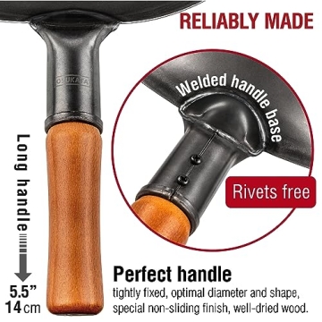 YOSUKATA 13.5 Inch Carbon Steel Wok Pan for Perfect Stir Fry