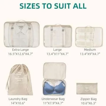 VAGREEZ Lightweight Travel Packing Cubes Set for Luggage