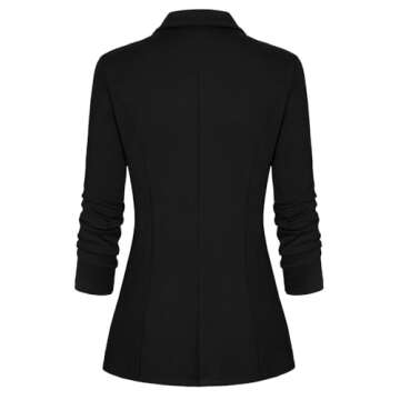 Genhoo Women's Blazer Long Sleeve Open Front Cardigan Jacket Work Office Blazer Petite Black S