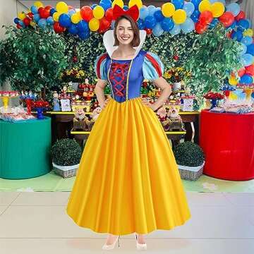 WISHTEN Princess Costume for Women,Adults Princess Dress with Headband, Halloween Costume Cosplay Dr...