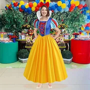 WISHTEN Princess Costume for Women,Adults Princess Dress with Headband, Halloween Costume Cosplay Dr...