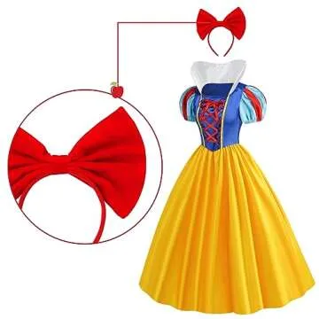 WISHTEN Princess Costume for Women,Adults Princess Dress with Headband, Halloween Costume Cosplay Dress Up Outfit (Large)