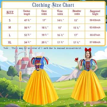 WISHTEN Princess Costume for Women,Adults Princess Dress with Headband, Halloween Costume Cosplay Dress Up Outfit (Large)