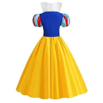 WISHTEN Princess Costume for Women,Adults Princess Dress with Headband, Halloween Costume Cosplay Dress Up Outfit (Large)