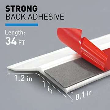 HOMWMPA Garage Door Seal Top and Sides Seal Strip, 34FT Rubber Weather Stripping Replacement, Weathe...