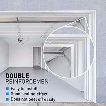 HOMWMPA Garage Door Seal Top and Sides Seal Strip, 34FT Rubber Weather Stripping Replacement, Weatherproofing Garage Door Seals with Adhesive Backed, White