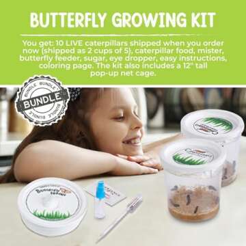 Live Butterfly Kit: Shipped with 10 Painted Lady Caterpillars Now- Pop Up Cage