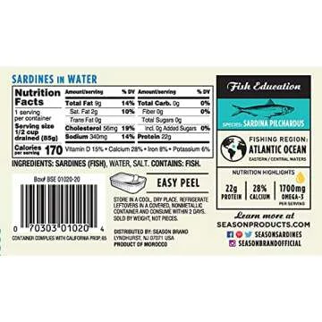 Season Sardines - Wild Caught, High in Omega-3, 22g Protein