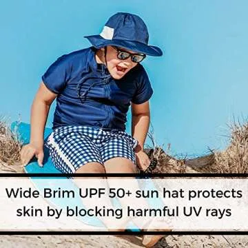 SwimZip Wide Brim Sun Hat | UPF 50+ Protection for Baby, Toddler, and Kids Navy