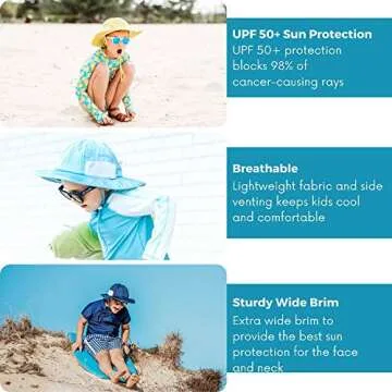 SwimZip Wide Brim Sun Hat | UPF 50+ Protection for Baby, Toddler, and Kids Navy