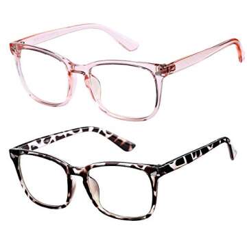 Hycredi Kids Blue Light Blocking Glasses，Anti Eyestrain & UV Protection, Computer Gaming TV Phone Glasses for Boys Girls (Leopard+Clear pink)